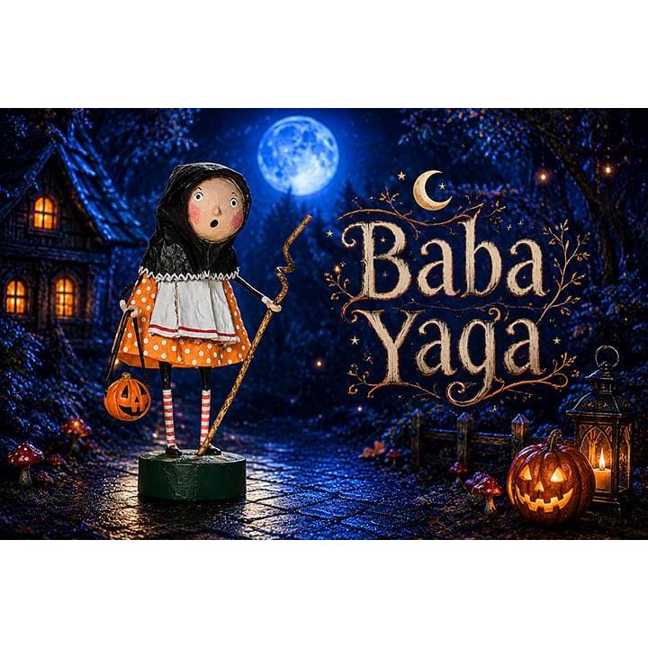 Baba Yaga Halloween Figurine by Lori Mitchell — 5.5-Inch Poly Resin Folk Art Collectible