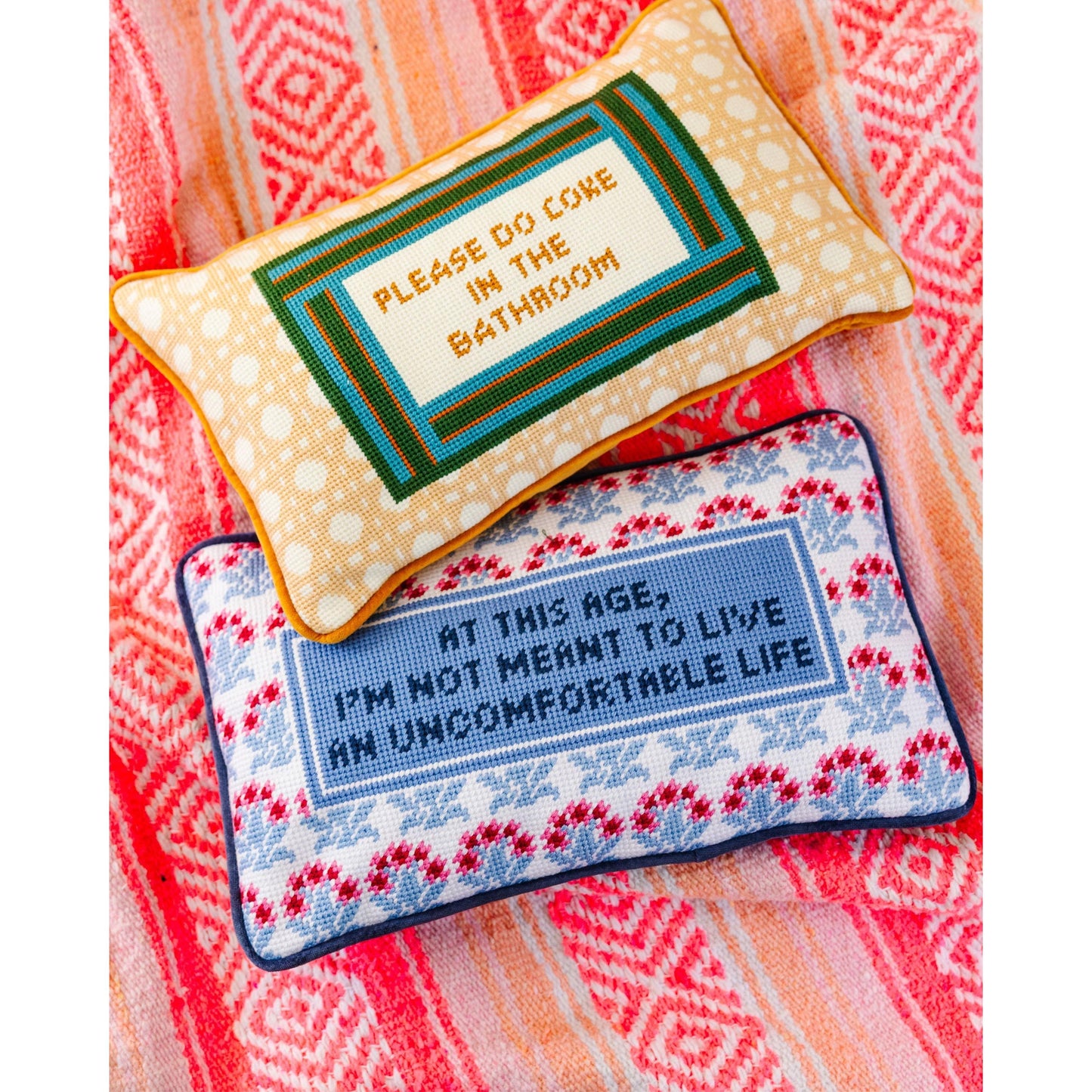 Bathroom Etiquette Needlepoint Pillow