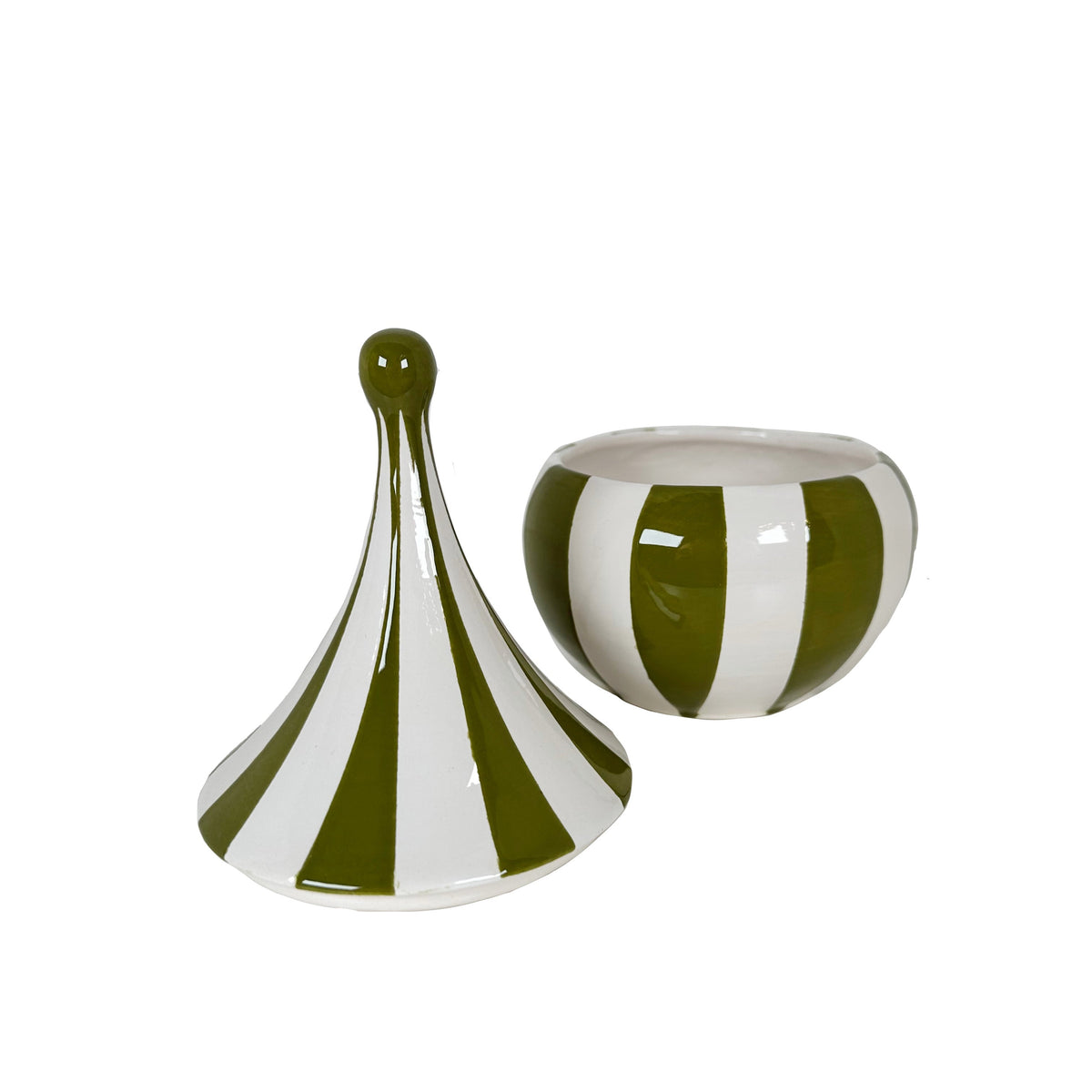 Big Top Stripes Teardrop Jars in Martini Green