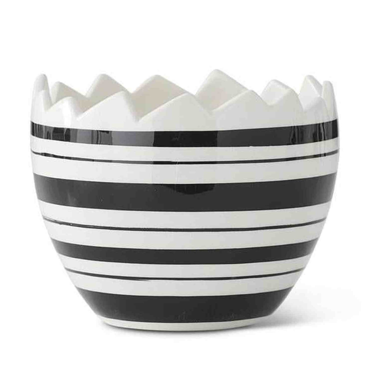 Black & White Striped Ceramic Egg Dishes (Set of 2)