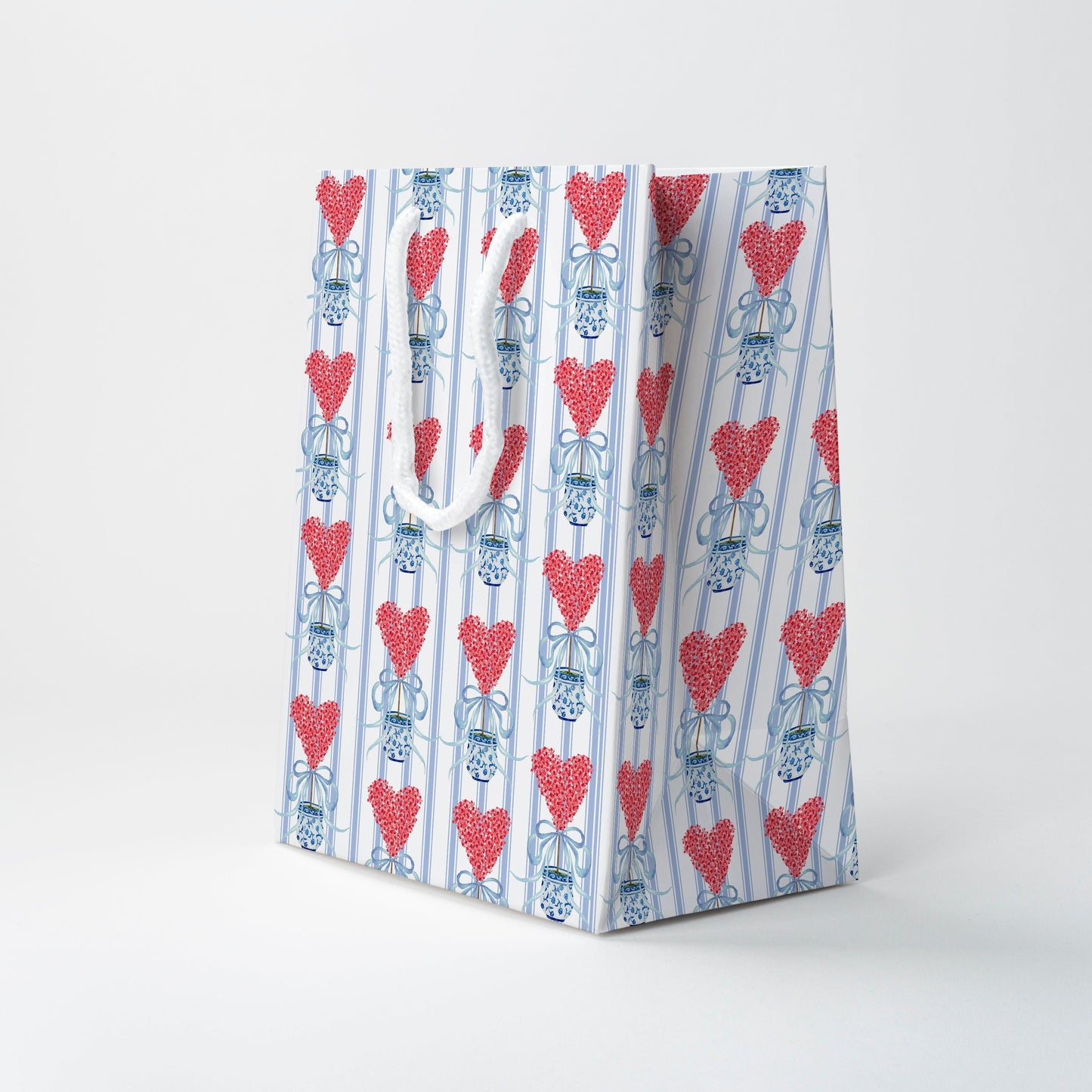 Blue Striped Heart Gift Bag | Luxury Gift Bag by JOSIL Paperie