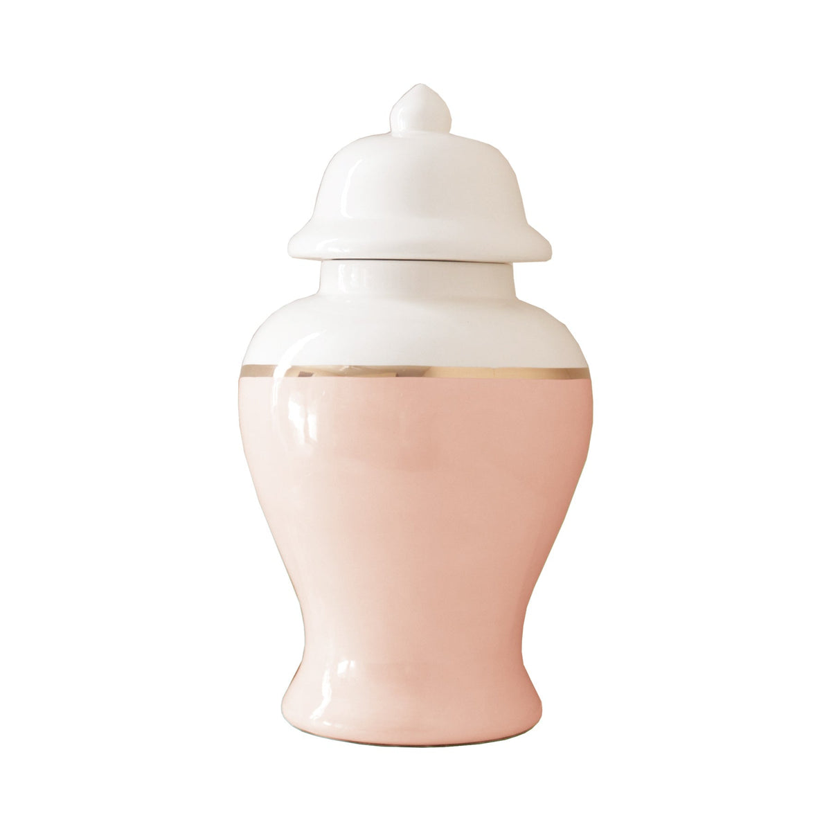 Blush Color Block Ginger Jar with Gold Accent