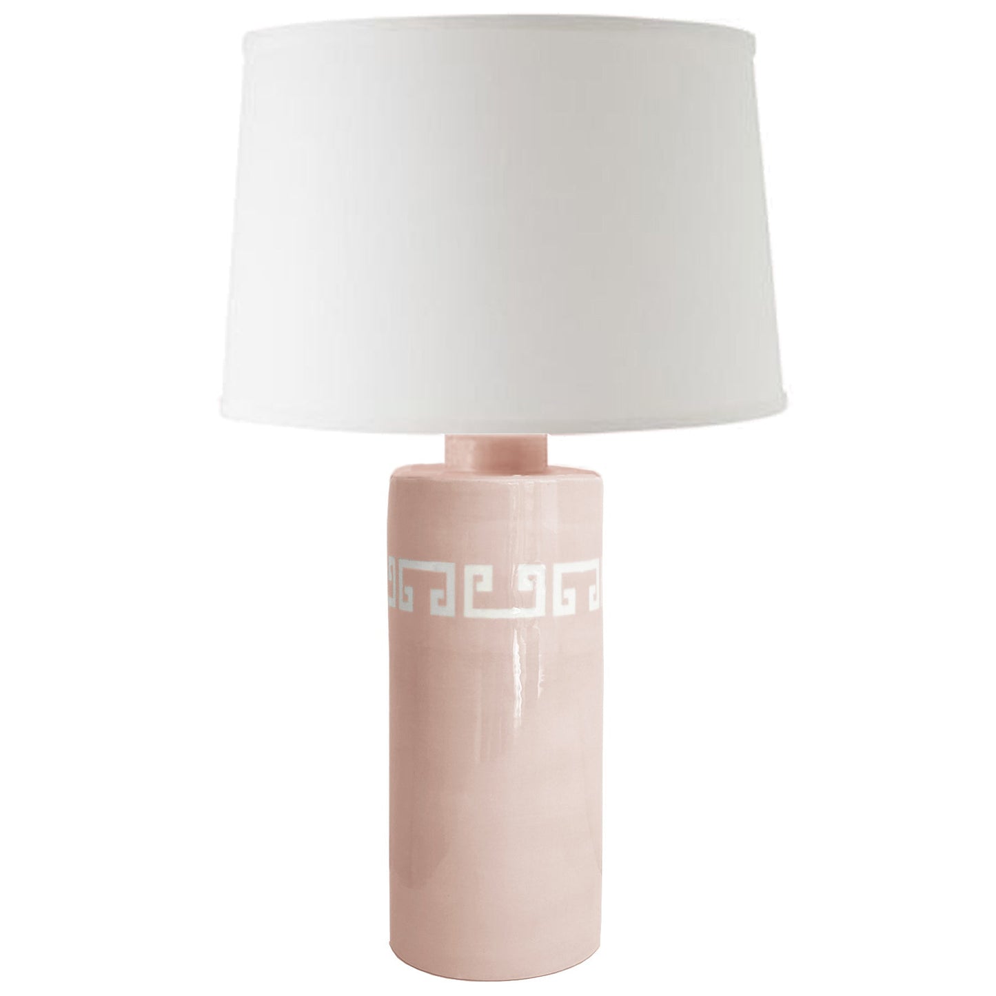 Blush Greek Key Column Lamp