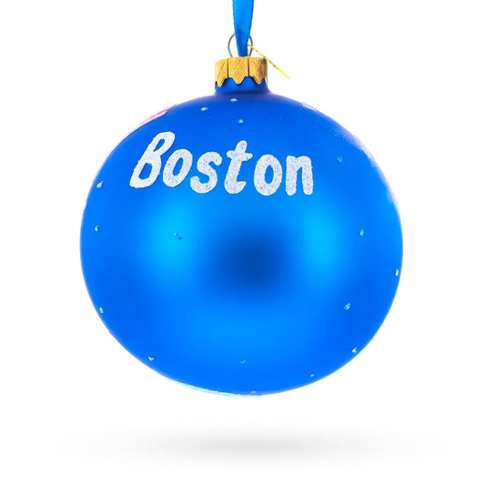 Boston, Massachusetts Glass Ball Christmas Ornament 4 Inches