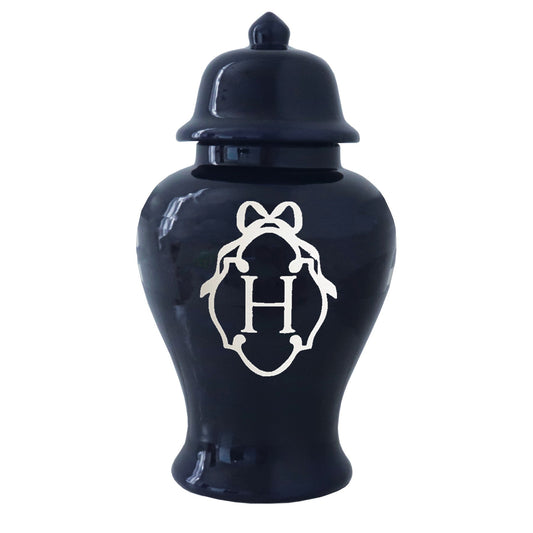 Bow Monogram Ginger Jars in Navy Blue