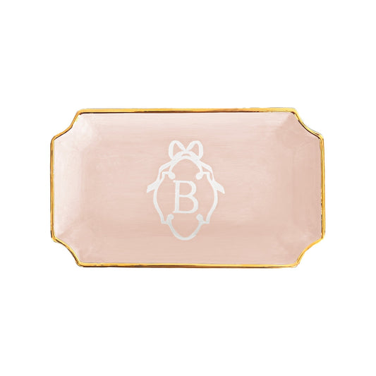 Bow Monogram Trays with 22K Gold Accent