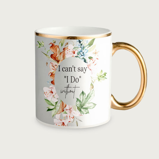 a coffee mug with a floral design