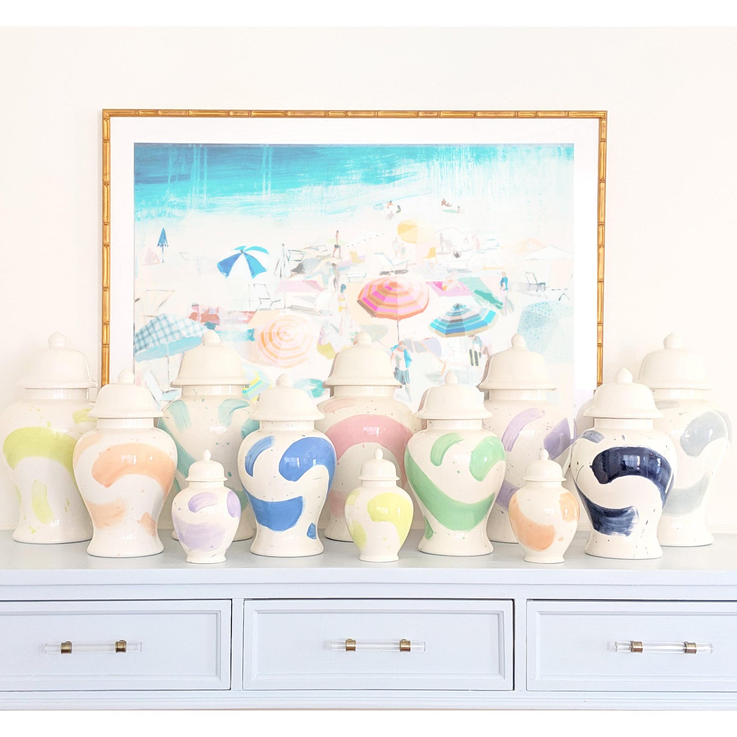 Sea Glass Brushstroke Ginger Jars