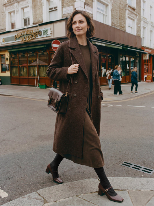 Wool Double-Breasted Lapel Coat SAPPHIRE