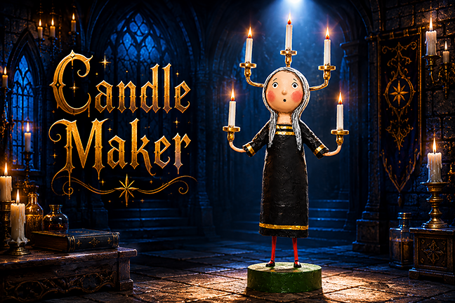Candle Maker Halloween Figurine by Lori Mitchell — 8-Inch Poly Resin Folk Art Collectible