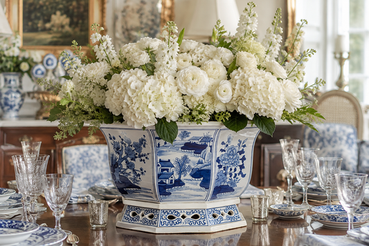 a vase of flowers on a table