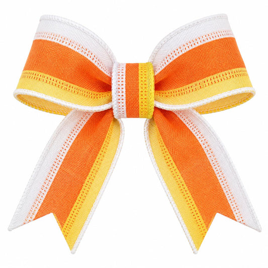 1.5" Tricolor Striped Ribbon: Orange/White, Yellow (10 Yards)