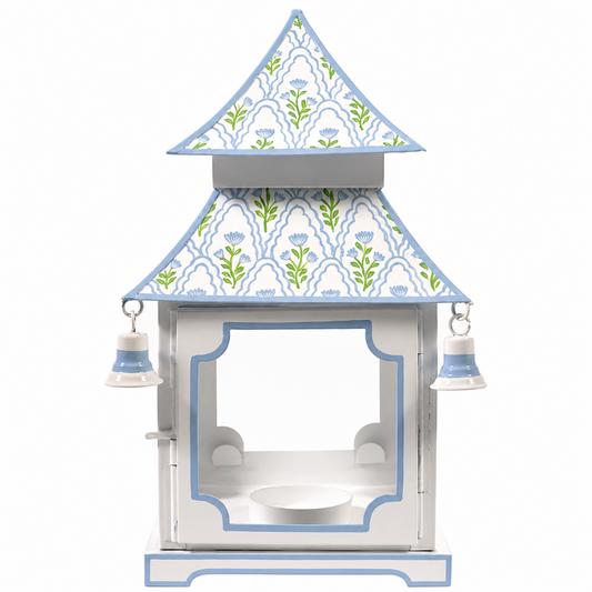 a white and blue object with bells