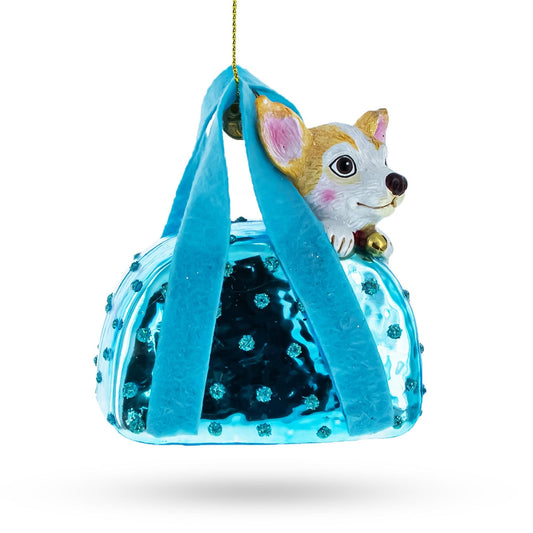Chic Chihuahua in Handbag Glass Christmas Ornament