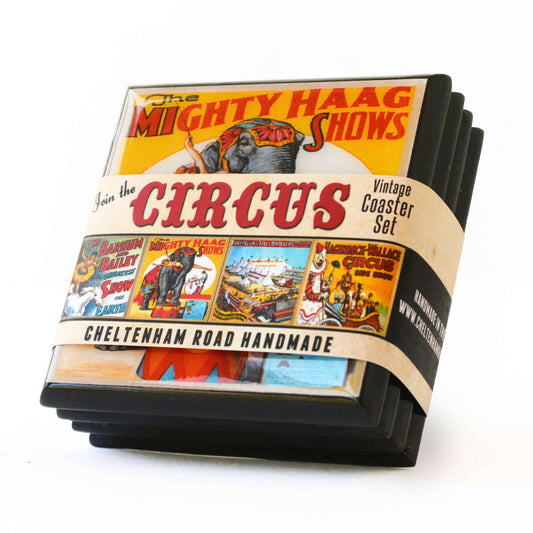 a stack of coasters with a label