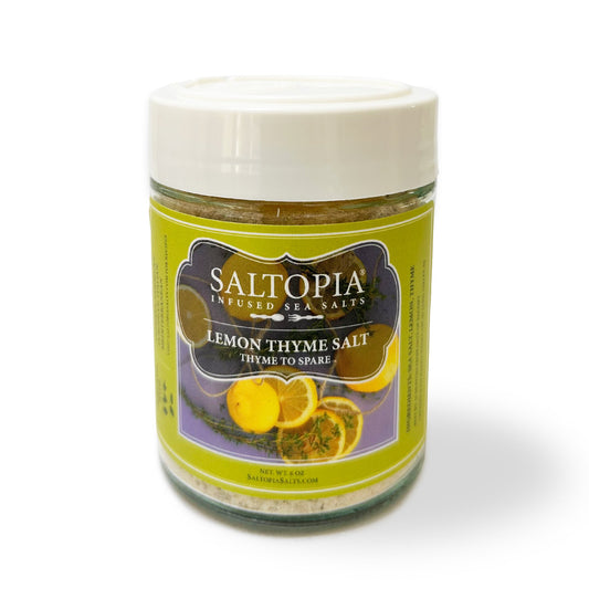 a jar of lemon thyme salt