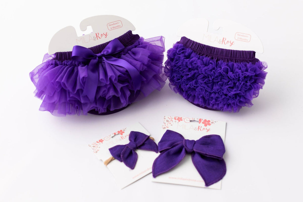 purple tutu and hair clips