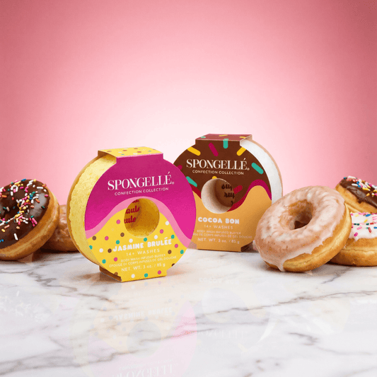 a group of donuts on a marble surface