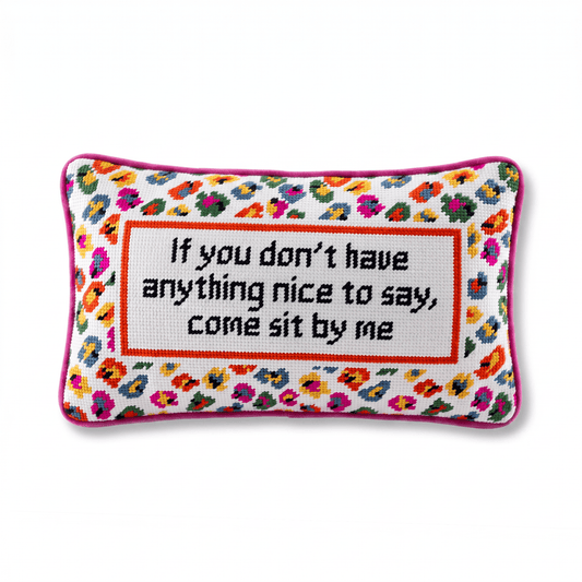 Come Sit By Me Needlepoint Pillow