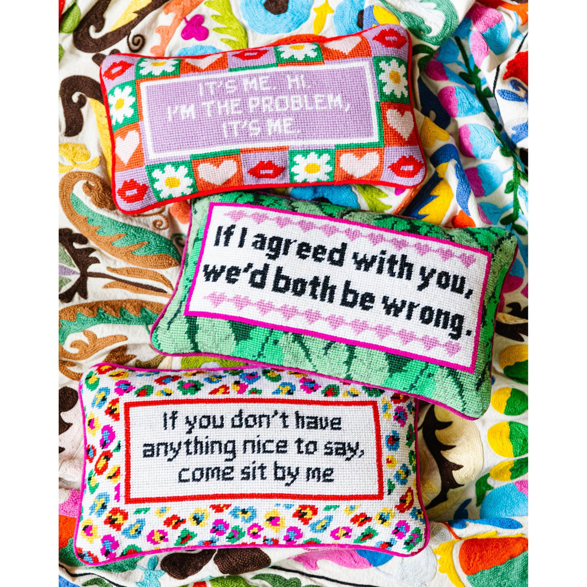 Come Sit By Me Needlepoint Pillow