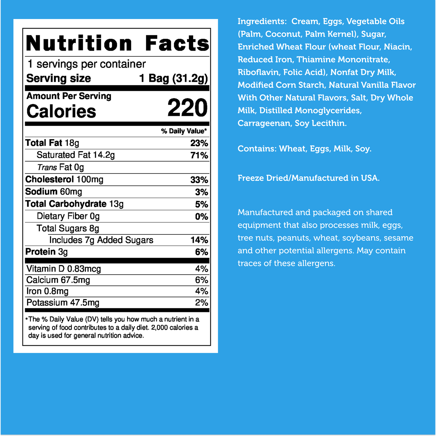 Freeze Dried Dessert Belgian Cream Puffs