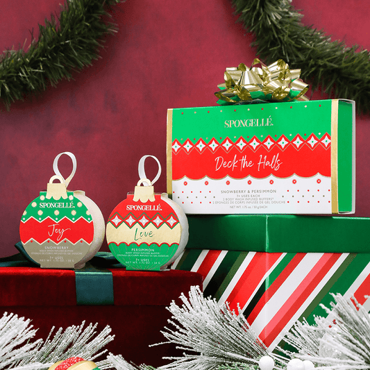 a group of boxes with ornaments