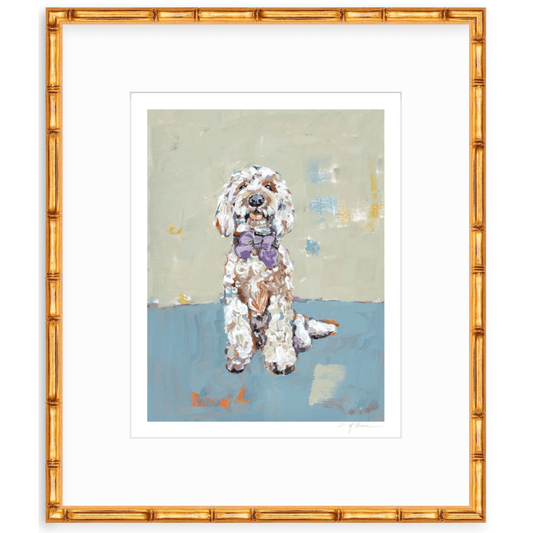 Doodle Dog (blue background) Fine Art Print