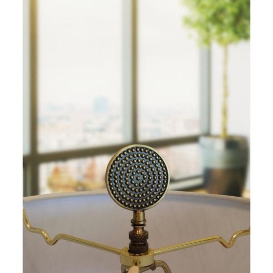 Dotted Medallion Decorative Lamp Finial Antique Brass, 3"h