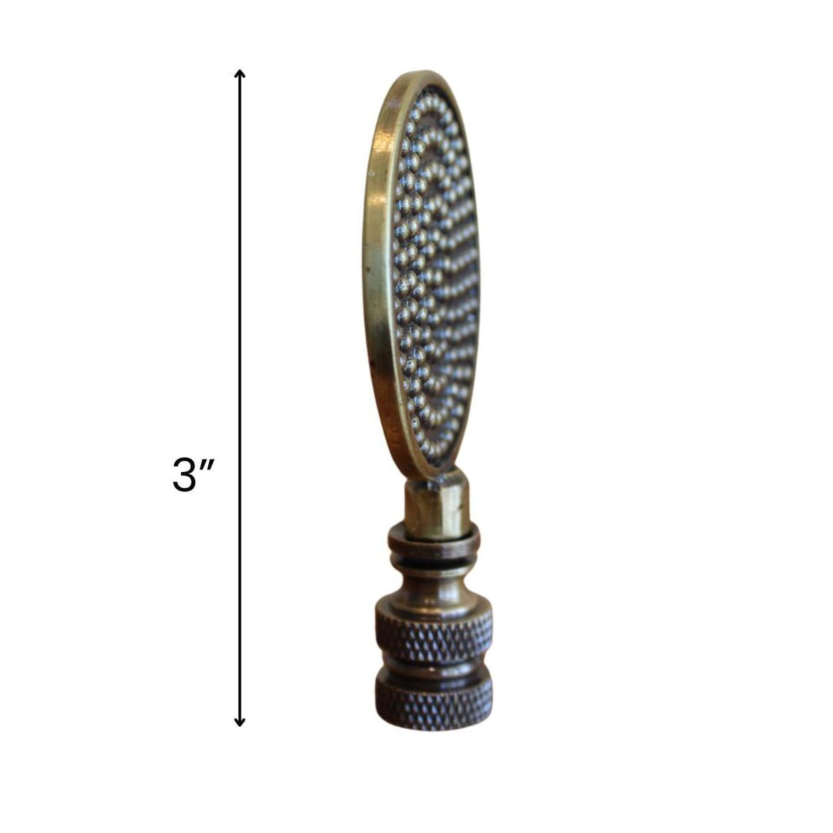 Dotted Medallion Decorative Lamp Finial Antique Brass, 3"h
