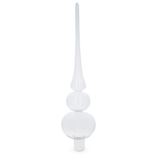 Double Ball Clear Glass Christmas Tree Topper 12.5 Inches