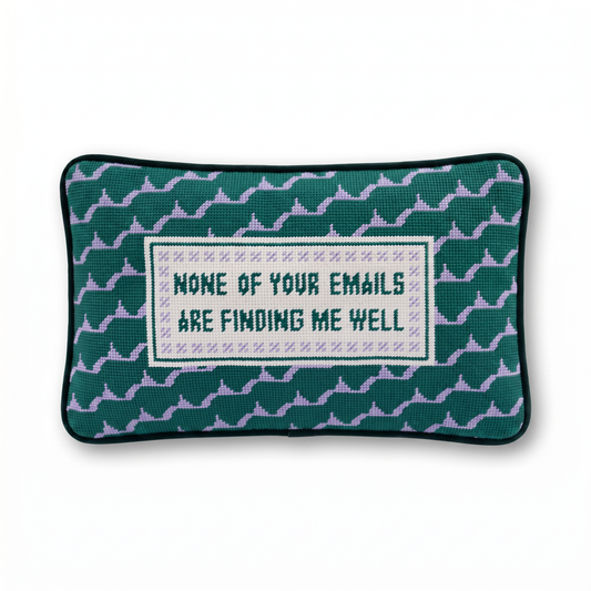 Emails Finding Me Needlepoint Pillow
