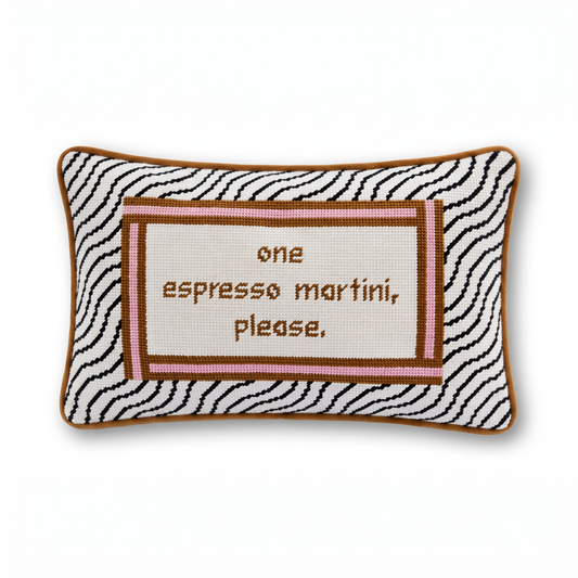 Espresso Martini Needlepoint Pillow