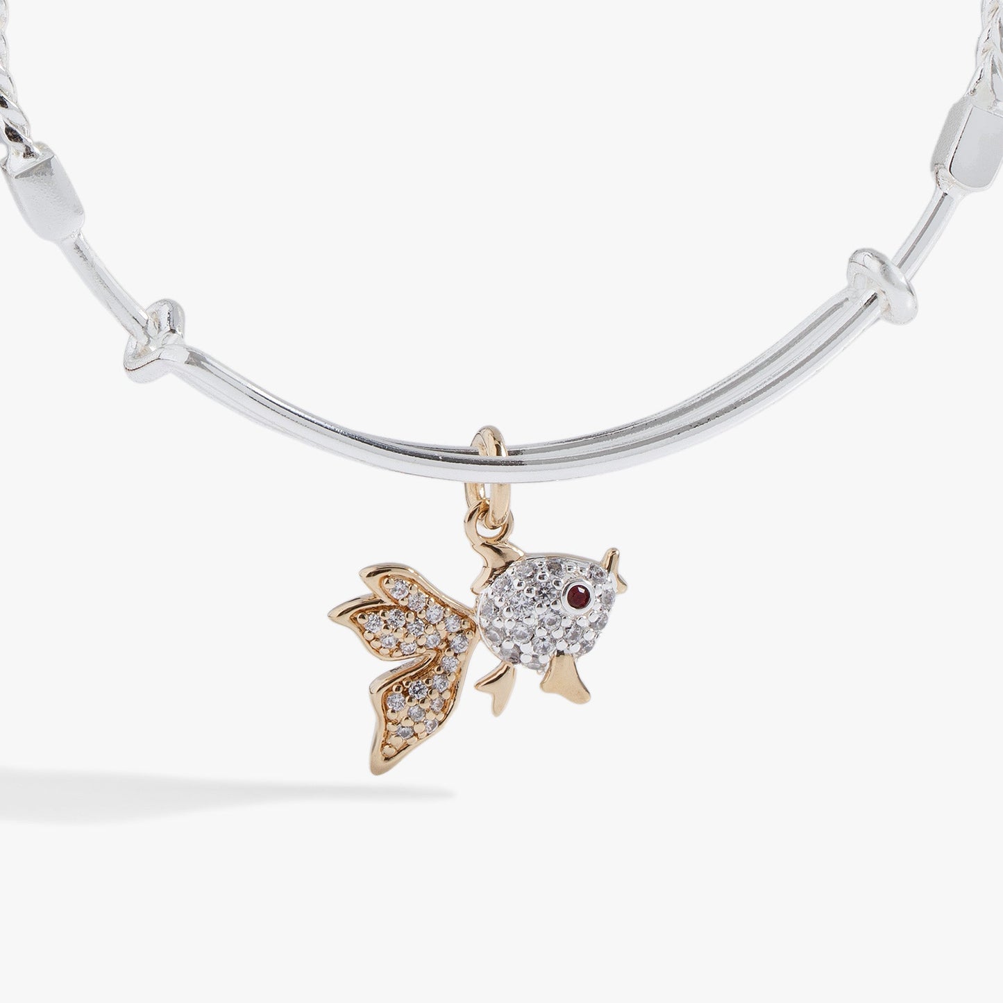 Textured Goldfish Charm Bangle