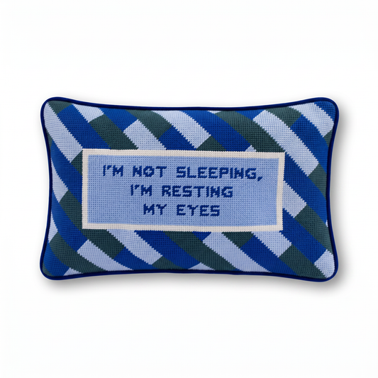 Eyes Resting Needlepoint Pillow