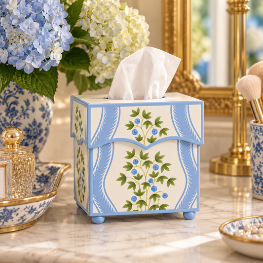 Blueberry Square Wastepaper Basket & Tissue Holder (2 Options)