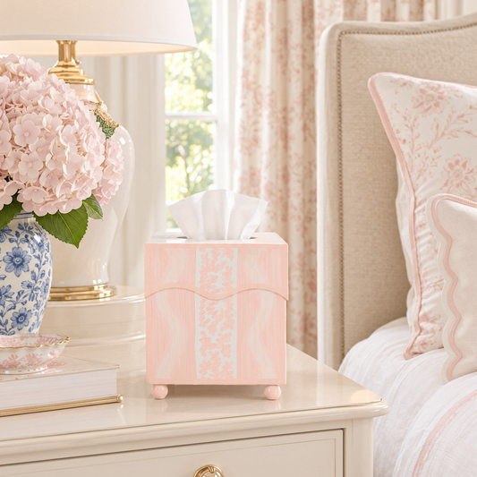 Pink Ikat Wastepaper Basket & Tissue (2 Options)