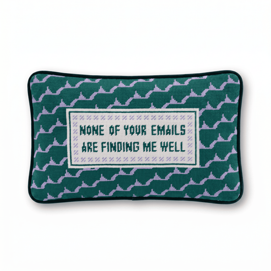 Emails Finding Me Needlepoint Pillow