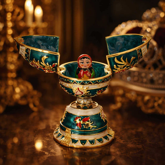 Enameled Nesting Doll Easter Egg Figurine