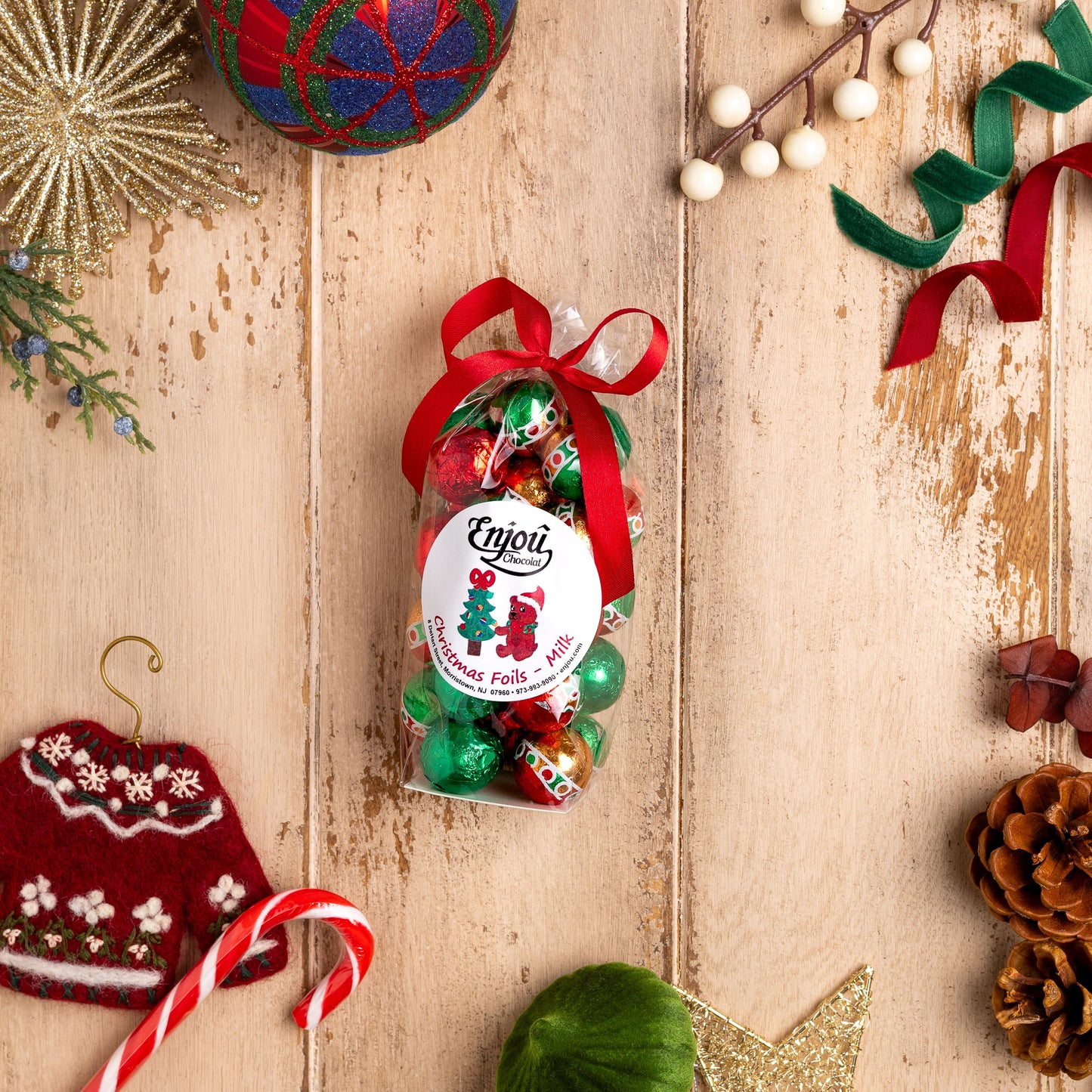 Milk Chocolate Christmas Foiled Balls - 6 oz.