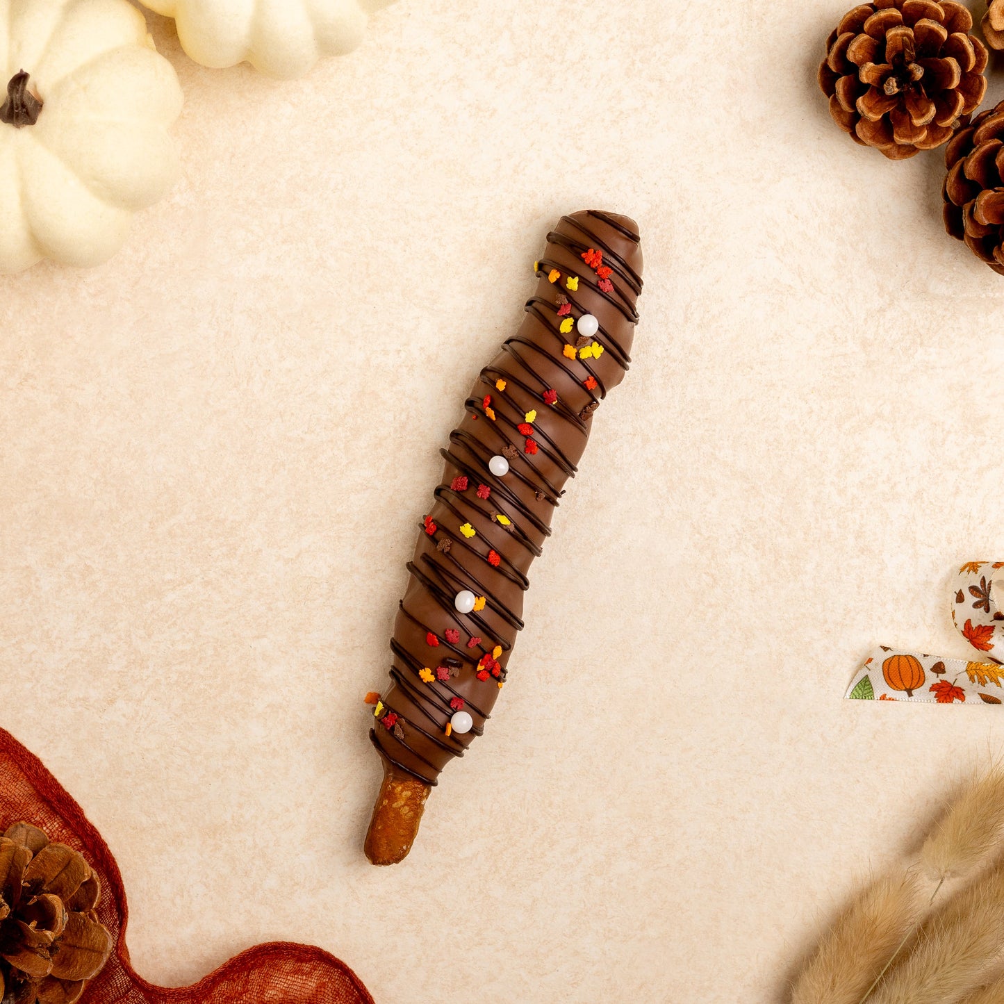 Fall Caramel Chocolate Pretzel Rod