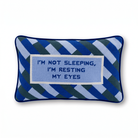 Eyes Resting Needlepoint Pillow