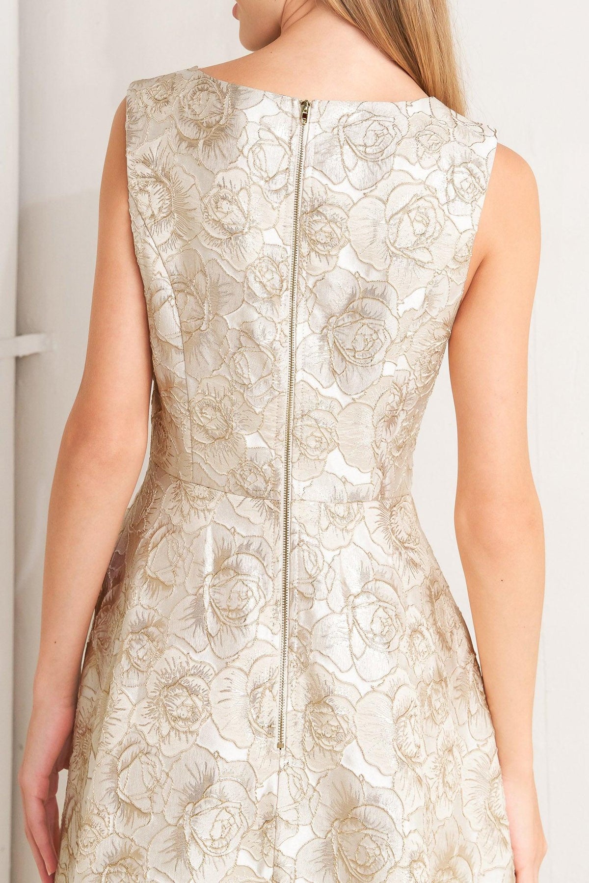 GILDED ROSE WOVEN MIDI DRESS