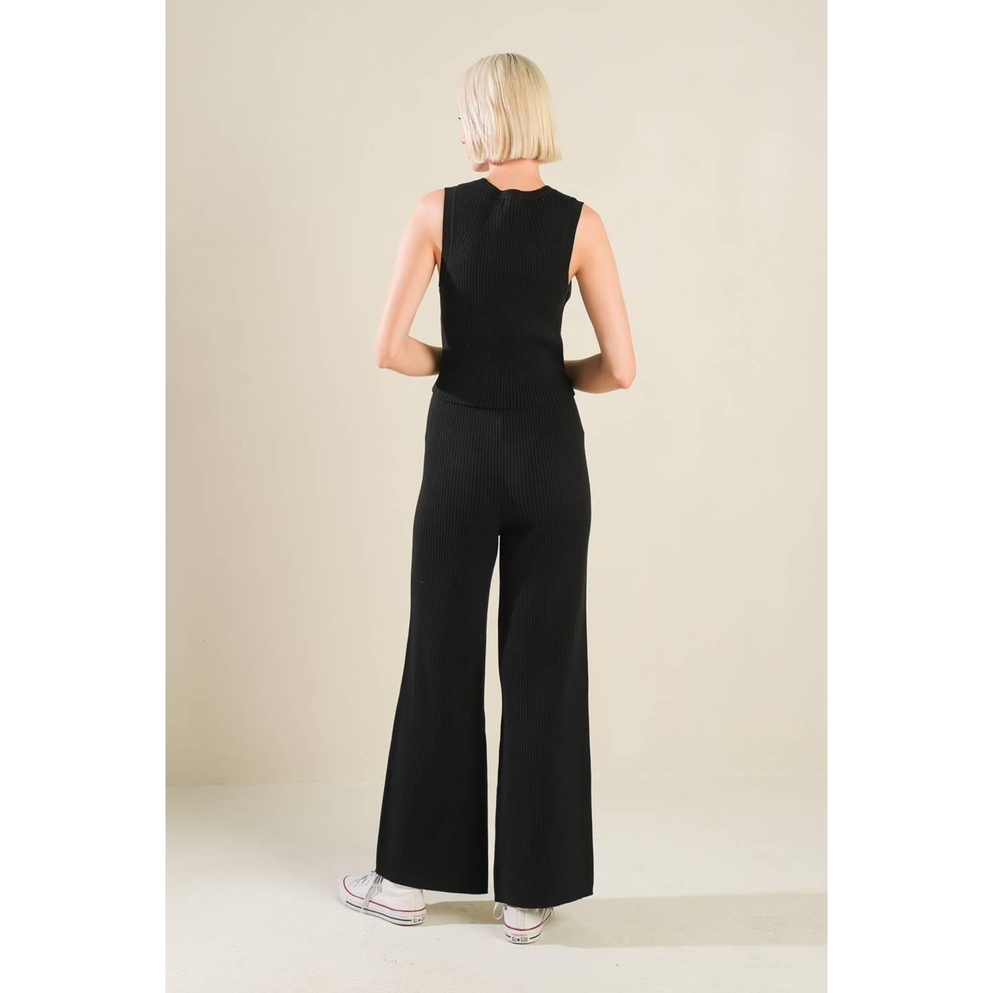 REGAL RISE BLACK KNIT PANTS
