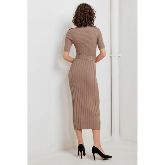 STRUCTURED CHIC SWEATER MIDI DRESS
