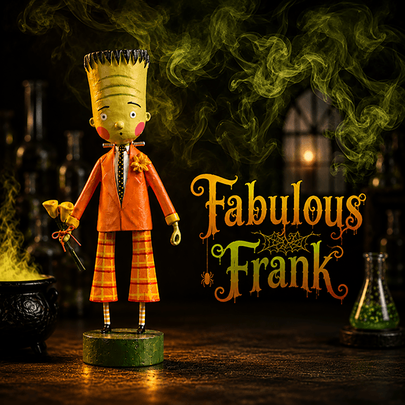 Fabulous Frank Halloween Figurine by Lori Mitchell — 8-Inch Folk Art Poly Resin Collectible