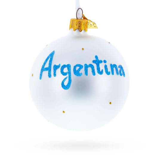 Flag of Argentina Glass Ball Christmas Ornament 3.25 Inches