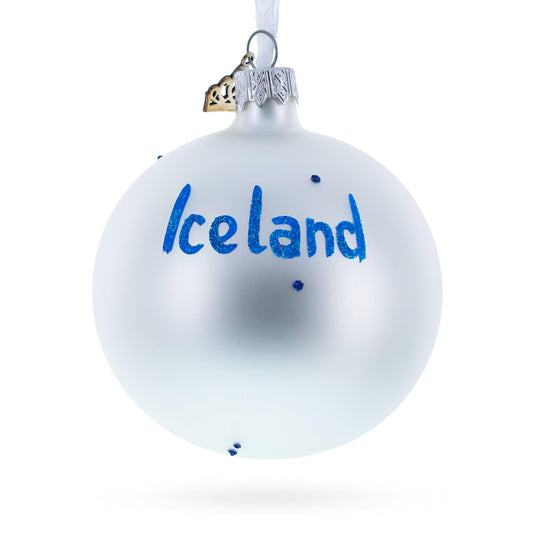 Flag of Iceland Glass Ball Christmas Ornament 3.25 Inches
