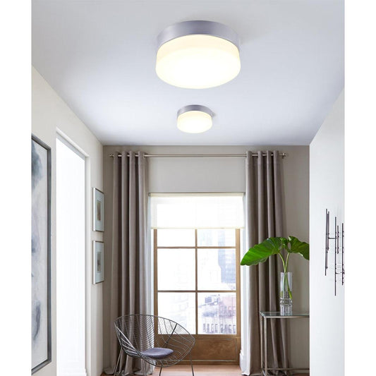 Flux 11"W 1-Light LED Flush Mount Light Fixture Satin Silver Finish by Maxim