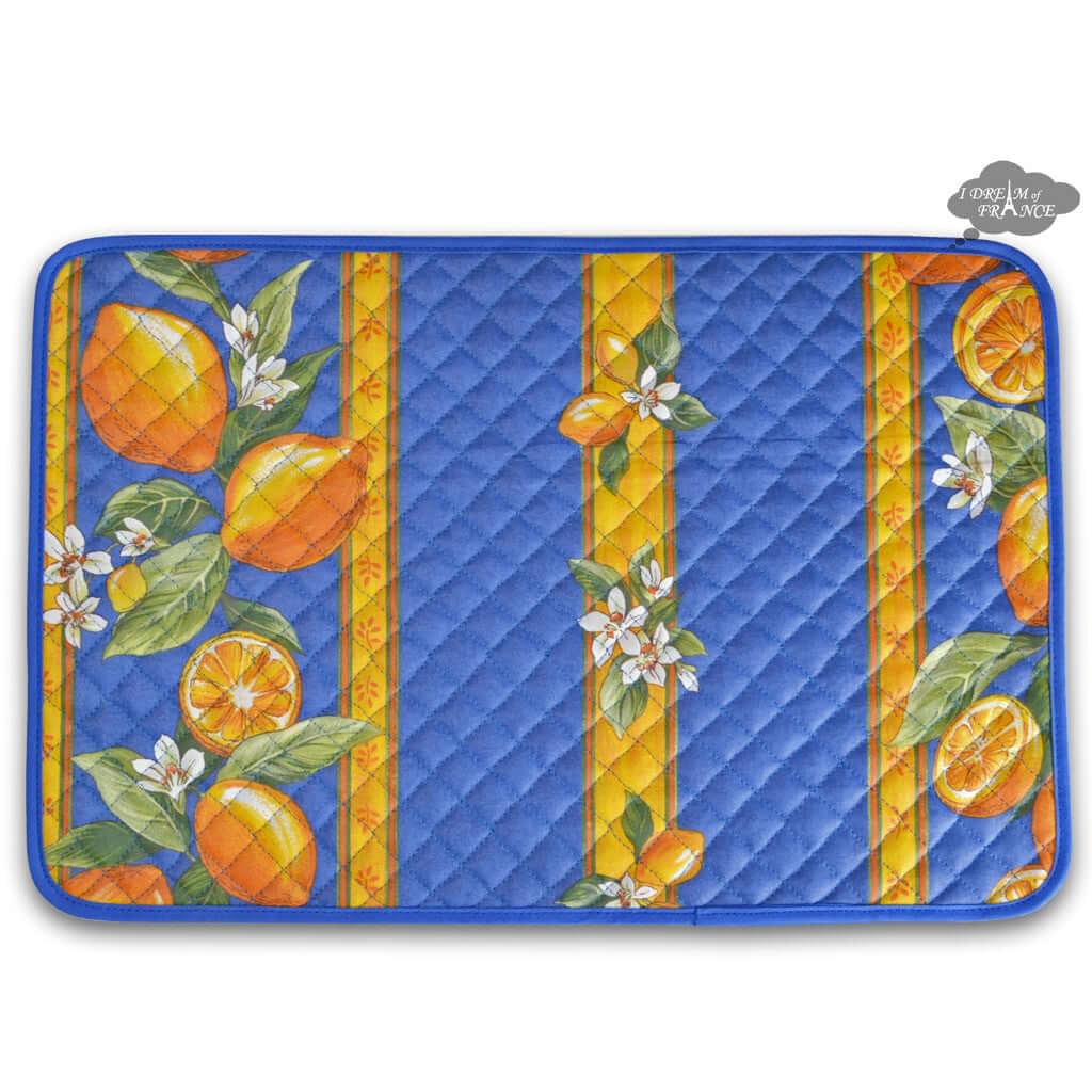 French Provencal placemat - Cotton - Lemons Blue