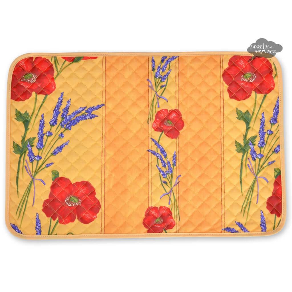 French Provencal placemat - Cotton - Poppies yellow - Tissus Toselli
